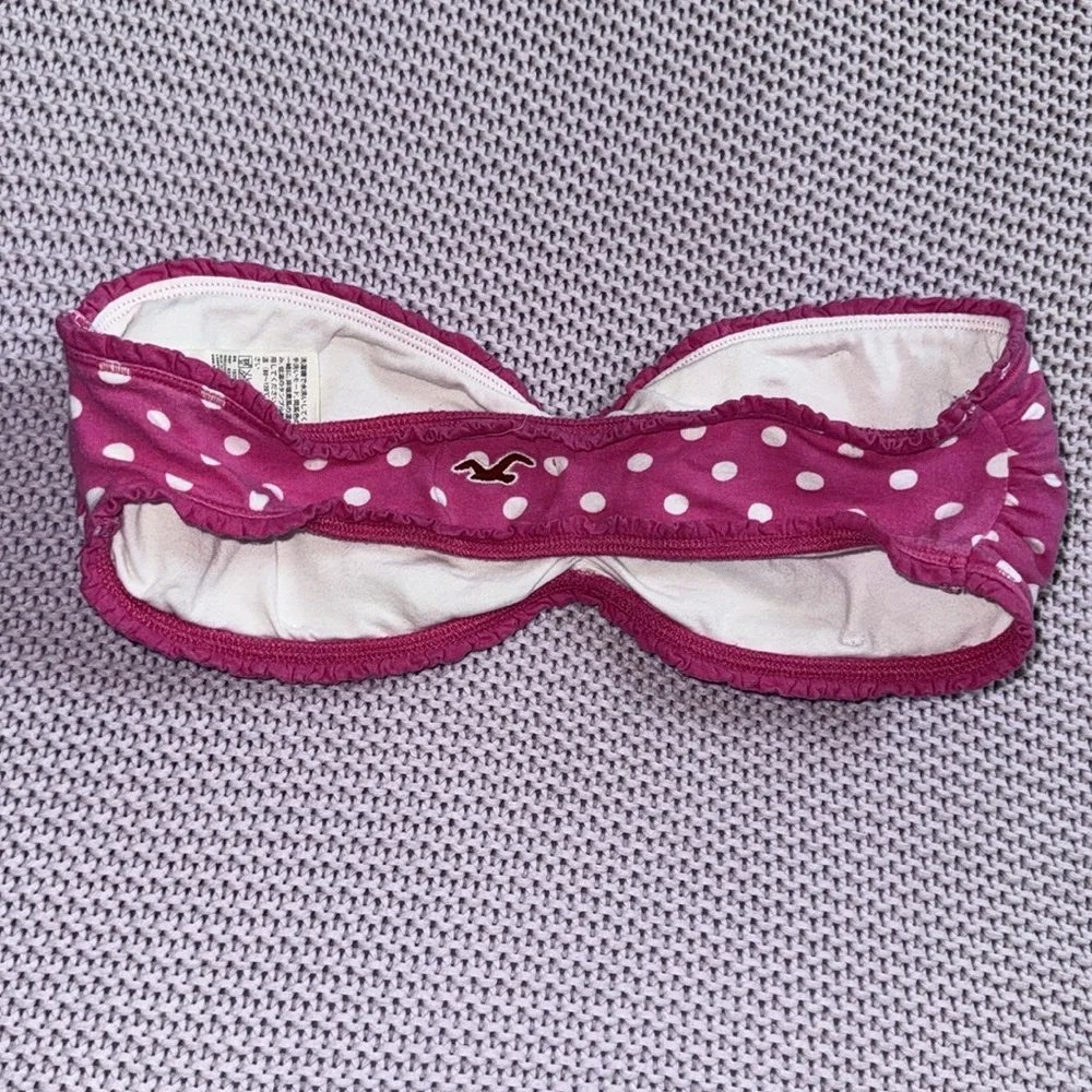 Y2k Pink and white polkadot Hollister strapless top - Picture 2 of 3